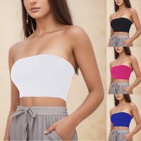 2023ผู้หญิงเซ็กซี่ Tube Top ฤดูร้อนผู้หญิงลำลอง Tank Crop Tops สีทึบ Backless Breathable ที่ไม่มีสายหนังกีฬา Tops Camis