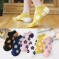 （A Beautiful） 5 PairsHarajuku HighFlower Cotton SpringBoat Socks Plu