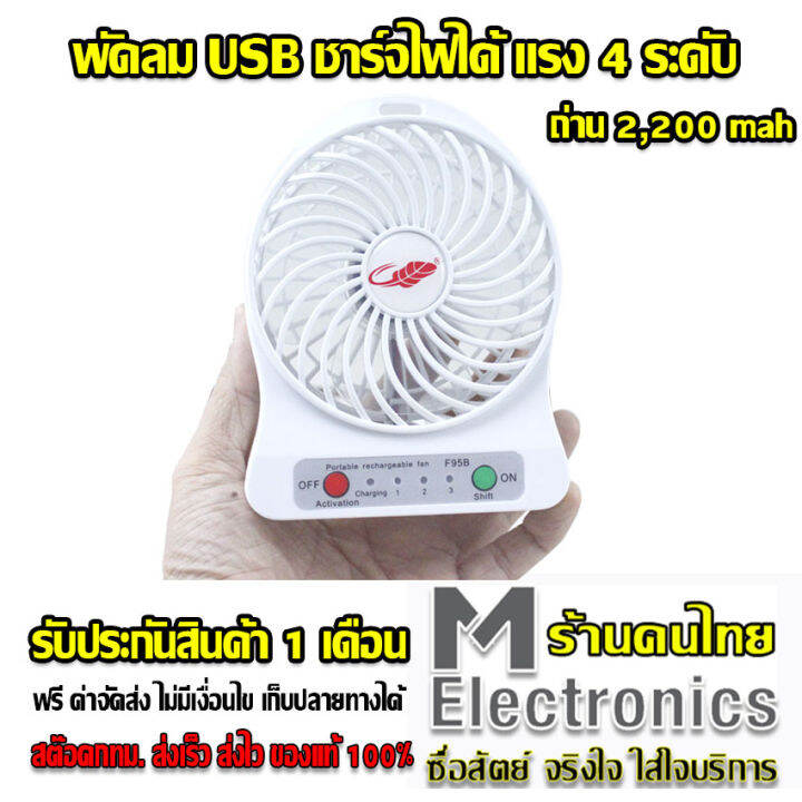 usb-fan-f95b-พัดลม-usb-4-นิ้ว-ขนาดพกพา-ชาร์จแบตสำรองได้-มาพร้อมสายusbและแบตเตอรี่-รุ่น-f95b-สีขาว