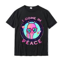 Cute Alien Shirt I Come In Peace Ufo Funny Rave Edm Plur T-Shirt Top T-Shirts For Adult Family Tops &amp; Tees New Cotton