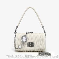 hot【DT】ஐ❁☬  2023 Womens Rhinestone Pleated Flap Chain Handbag Purse Shoulder Messenger Crossbody