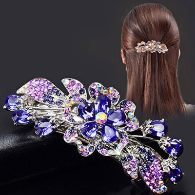 Crystal large mother hairpin female pop spring clip womens curling headdress back horsetail clip horizontal clip