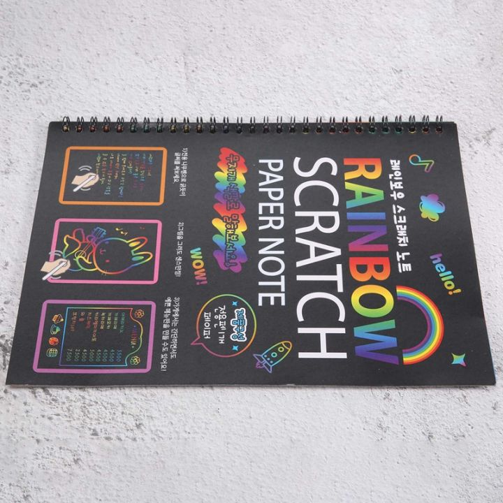 19x26cm-large-magic-color-rainbow-scratch-paper-note-book-black-diy-drawing-toys-scraping-painting-kid-doodle