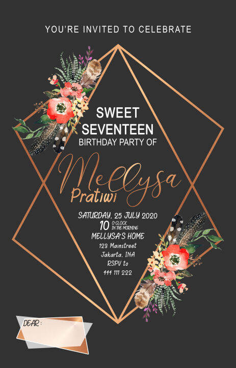 30 pcs Undangan Ulang Tahun Sweet Seventeen BCP | Undangan Sweet