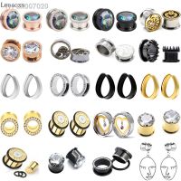 ☫◑۩  FD45568888Leosoxs 2pc Stainless Steel Ear Plugs and Tunnels Screwed Earring Expander 3-25mm Ear Gauges Piercings Body Jewelry