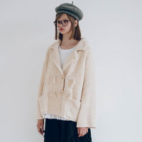 Imakokoni beige sweater jacket original design Japanese horn buckle loose shirt women new 192811