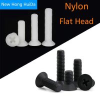 Nylon Flat Head Machine Screw Cross Phillips Metric Plastic Thread Countersunk Bolt M2.5 M3 M4 M5 M6 M8 Black White