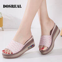 DOSREAL สตรีรองเท้าแตะหนังนุ่มหนาด้านล่างรองเท้าลำลองผู้หญิงฤดูร้อน Wedges รองเท้าแตะแพลตฟอร์มสไลด์ Mules