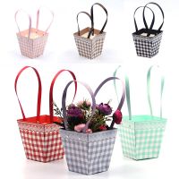 Colorful Foldable Flower Box Waterproof Paper Packing Bag Florist Fresh Flower Carrier Bag Handmade Bouquet Basket Wedding Gift