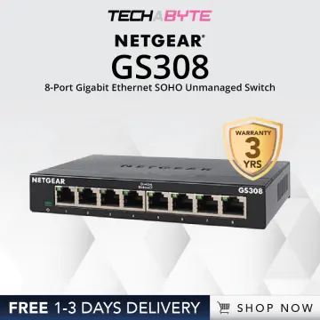NetGear Gigabit Ethernet Unmanaged Switch, Ethernet Splitter (GS308) 8 Port