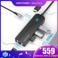 Vention Type-C ฮับ5 In 1อะแดปเตอร์พร้อมพลังงาน USB 3.0/2.0/Rj45/Micro-B แท่นวางมือถือสำหรับแล็ปท็อป