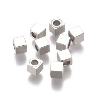 20pc 304 Stainless Steel Beads Cube Stainless Steel Color 3x3x3mm Hole: 1.6mm