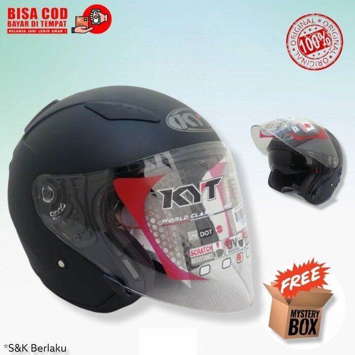 KYT Galaxy R hitam doff double visor Original helm kyt double visor