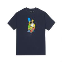 เสื้อยืดตัวล่าสุดเสื้อยืด พิมพ์ลายตัวอักษร Kith X The Simpsons Cast of Characters สีน้ําเงินS-5XL  WV05