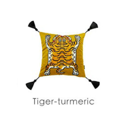 DUNXDECO Cushion Cover Decorative Square Pillow Case Vintage Artistic Tiger Print Tassel Soft Velvet Coussin Sofa Chair Bedding