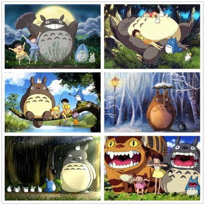 DIY เพชรจิตรกรรมการ์ตูนเพื่อนบ้านของฉัน Totoro เต็มเพชรภูมิทัศน์ชุดครอบครัวตกแต่งของขวัญเด็ก40x30cm