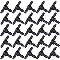 MUCIAKIE 50PCS 4/7MM Barb Tee Connector Black Garden Micro หยดชลประทาน Coulping Adapters 1/4 3-Way Tubing Splitters-Cailine