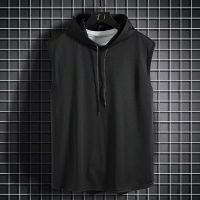 READY STOCK Korean Vest Men Trend Sport Vest Tactical Vest Hooded Loose Sleeveless T-shirt Men