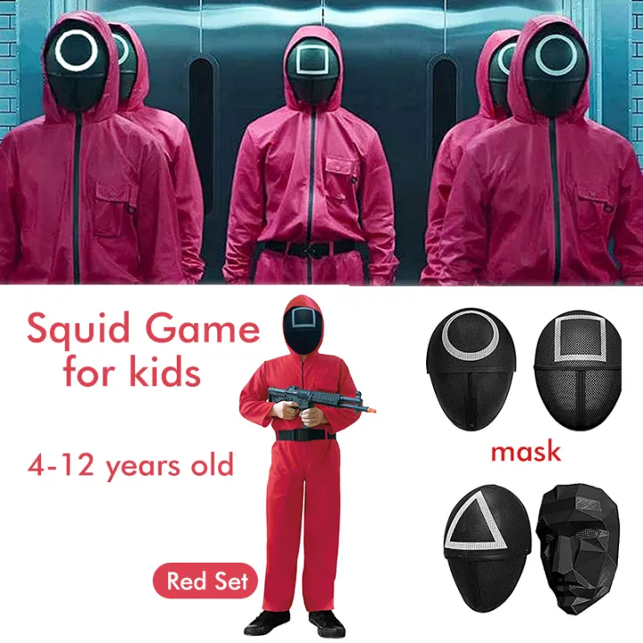 Kids Squid Game Costume Jumpsuit Villain Red Outfit Kdrama Round Six