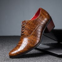 Hot Sale Crocodile Mens Heel shoes Formal Leather Brown Men Loafers Dress Shoes Fashion Mens Casual Shoes Zapatos Hombre 2021