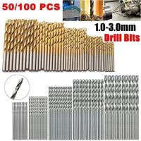 50/100 Pcs/Set Professional Twist Drill Bit HSS High Steel Titanium Coated Drill Woodworking Wood Tool 1/1.5/2/2.5/3mm For Metal