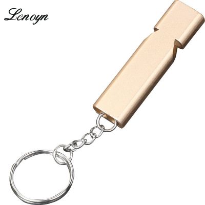 Lenyon Summer New Outdoor Mountaineering Wildlife Whistle Aluminum Alloy Metal Double Hole High Frequency High pitched Whistle Survival kits