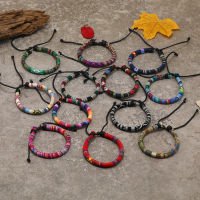 Boho เนปาลที่มีสีสันเชือกขี้ผึ้งสร้อยข้อมือโบฮีเมียผ้าสตริงสายสร้อยข้อมือเครื่องประดับสายรัดข้อมือชาติพันธุ์มิตรภาพเครื่องประดับ