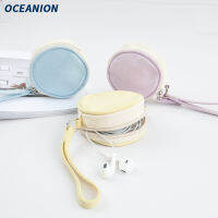 Oceanion/ ดีไซน์ดั้งเดิมง่าย Dompet Koin ถุงเหรียญที่เรียบง่ายสีทึบกระเป๋าทรงกลมขนาดเล็กมาการองกระเป๋าใส่หูฟัง