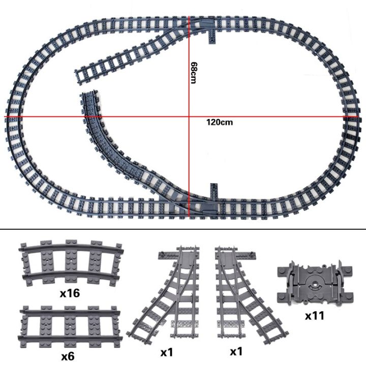 รถไฟเมืองสวิตช์แบบยืดได้รางโค้งทางตรงข้ามสะพานรถไฟความเร็วสูงยืดหยุ่นของเล่นอิฐบล็อคก่อสร้าง