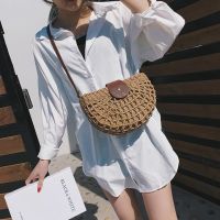 【CC】 Rattan Woven Beach for  Bohemia Messenger Crossbody Purse