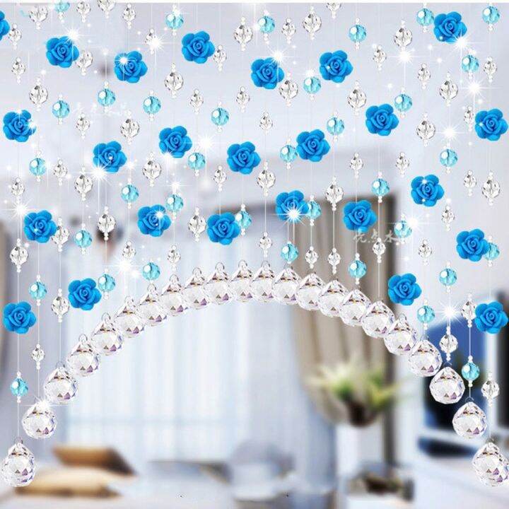 home-decoration-crystal-glass-rose-bead-curtain-one-meter-with-pendant