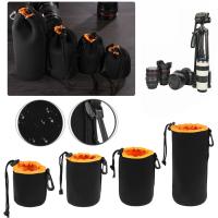 SMLXL Waterproof Soft Neoprene Camera Lens Pouch Fleece Bag Drawstring Protector Case Padded Camera Lens Bag For Canon