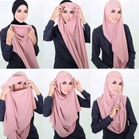 【CW】 Muslim HijabsTurbanet Headscarf Fashion Plain Scarf Women  39;s Hijab Wrap Color Shawls Headband