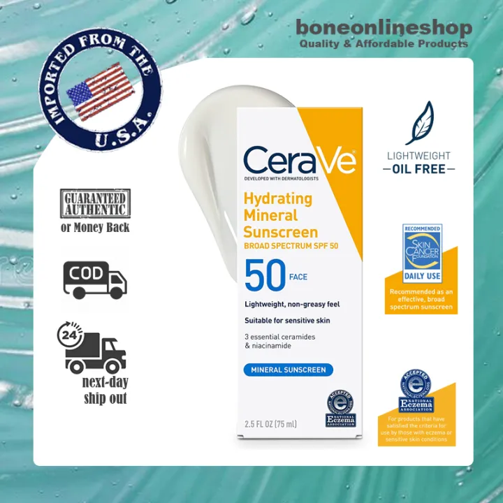 CeraVe 100 Mineral Sunscreen SPF 50 Face Sunscreen With Zinc oxide & Titanium Dioxide Lazada PH