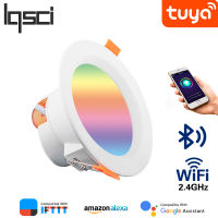 LED สมาร์ทดาวน์ไลท์ในร่มแสงสปอตไล WiFi Tuya บลูทูธควบคุม5วัตต์7วัตต์9วัตต์15วัตต์ RGB AC 110-220โวลต์ไฟเพดานตกแต่ง *