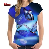 2023 newNew Fashion Womens T-shirt Butterfly 3D Printed Short Sleeved Tops Tee Casual Tee