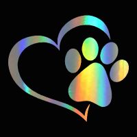 【cw】 Car Sticker Vinyl 14.1x12.4cm Love The Dog Paw Print Funny Sticker Decal Reflective Laser Motorcycle Car Styling 3D Stickers