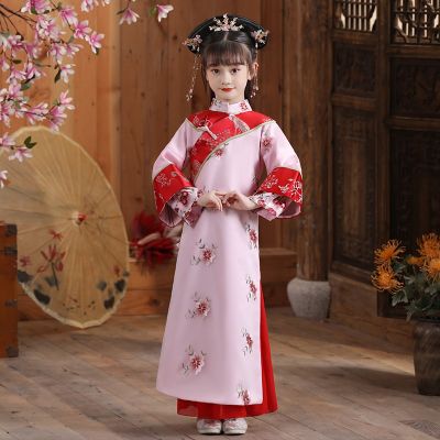 【สต๊อกพร้อม】เจ้าหญิงจีนดำเนินการเครื่องแต่งกายน่ารักสาวราชวงศ์ชิงเจ้าหญิงเสื้อผ้าเด็กจีนโบราณเต้นรำสวมคอสเพลย์