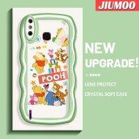 JIUMOO เคสสำหรับ Infinix Smart 4 4C สมาร์ทเคส X653การ์ตูนรูปสัตว์มีความสุขลายคลื่นขอบซิลิโคนของเหลวแบบดั้งเดิมเคสคลุมทั้งหมดตัวปกป้องกล้องถ่ายรูปเลนส์เคสฝาหลังกรอบนุ่ม