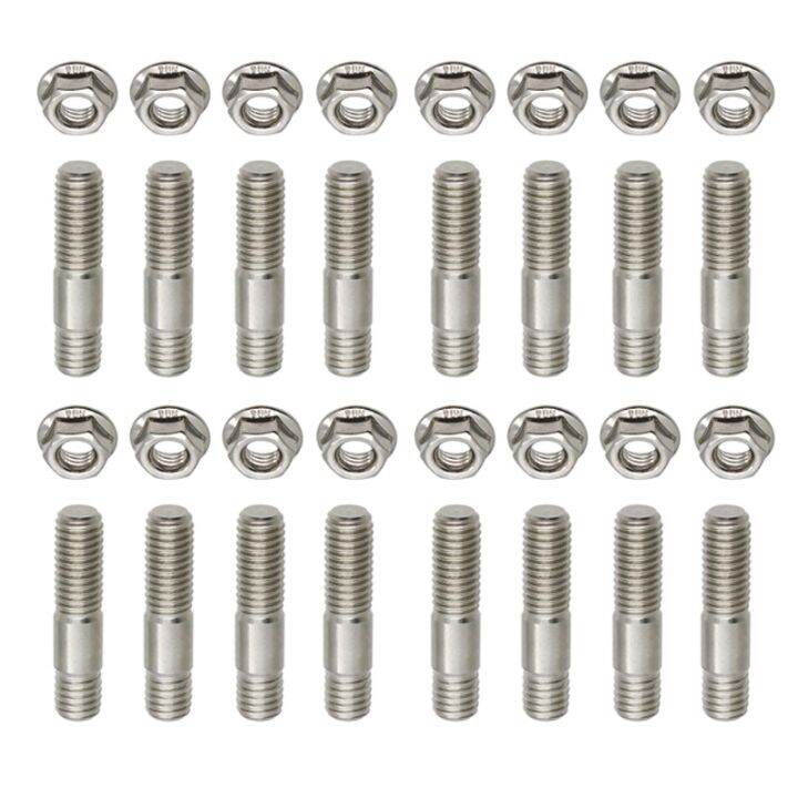 【A HOT】 16x 8x M8 Stainless Steel Exhaust Studs and Flange Nuts for