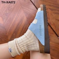 Summer leather thick-soled Birkenstock shoes outer wear slippers 2023 new womens inner height increase Birkenstock sandals womens shoes