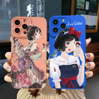 เคสป้องกันเลนส์เต็มสำหรับ iPhone 14 Plus 13 Pro Max 12 iPhone 11 XR 8 7 SE 2022ผีเสื้อเด็กผู้หญิงสโนไวท์ขอบสี่เหลี่ยม