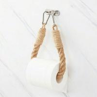 Rope Tissue Holder 50cm Vintage Style Woven Rope Hanging Toilet Paper Roll Holder Decor Towel Holder Hanging Shelf Bathroom