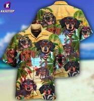 2023 NEWSummer Men S Dogs Dachshund Unisex T เสื้อ3D พิมพ์อินเทรนด์ Casual แฟชั่น Beach เสื้อฮาวาย Party เสื้อแขนสั้น Tee