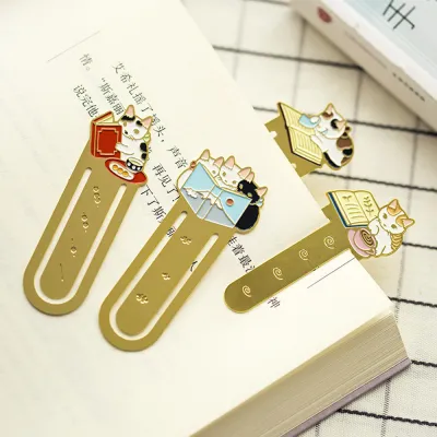Book Clips Student Book Holder Student Stationery Book Index Tool Kittens Paper Page Holder Metal Bookmark