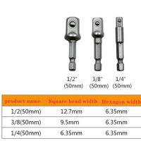 【support】 Kabir Times 3ชิ้นเหล็กวาเนเดียมโครเมี่ยมอะแดปเตอร์เต้าเสียบก้านถึง1/4 "3/8" 1/2 "ดอกสว่านไดรเวอร์หัวเจาะไฟฟ้า