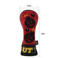 CM Golf Head Cover For Hybrid Red Black Leather Angry Bombs