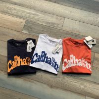 2023 Newcarhartt Wip อเมริกันโลโก้จดหมายผสมหัตถกรรมการออกแบบการพิมพ์แขนสั้นเสื้อยืด