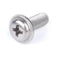 10/50Pcs M2 M2.5 M3 M4 304 Stainless Steel Cross Phillips Pan Bulat Kepala dengan Mesin Cuci Empuk kerah Sekrup Mesin PWM