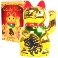 Chinese Lucky Cat Wealth Waving Hand Cat Gold Maneki Neko Cute Lucky Electric Cat Craft Art Home Shop Hotel Shop Decoration